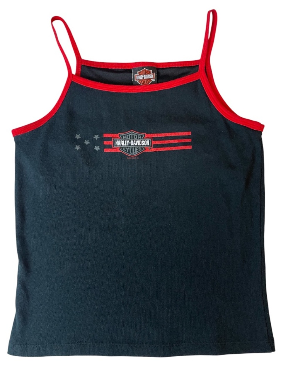 Vintage Harley Davidson Black And Red Ribbed Tank With Graphics (2002)